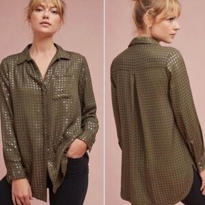 Anthropologie Maeve Arwa Sequined Button Down Shirt